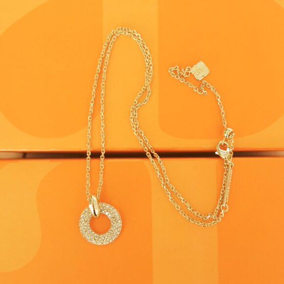 Kendra Scott Mikki Pave White Crystal Short Necklace Gold - Picture 3 of 5